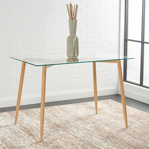 Safavieh Averill Glass Dining Table - Modern Minimalist Design With Clear Top & Natural Wood Legs For Versatile Elegance DTB5806A