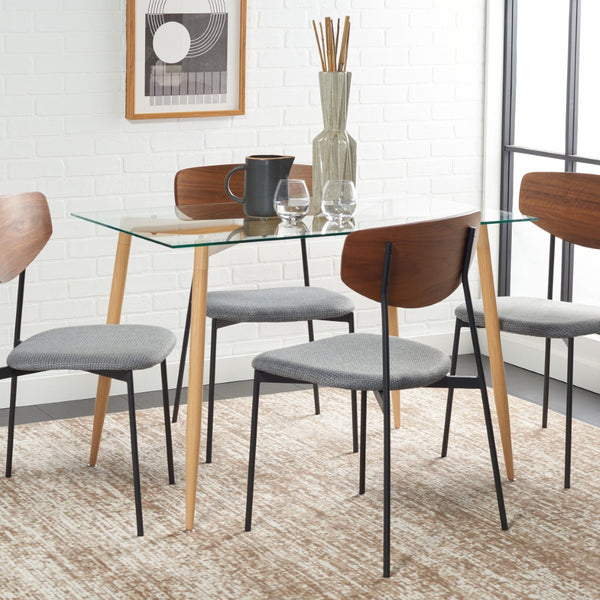 Safavieh Averill Glass Dining Table - Modern Minimalist Design With Clear Top & Natural Wood Legs For Versatile Elegance DTB5806A