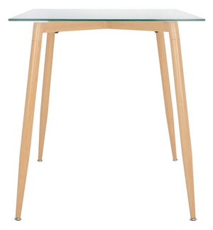 Safavieh Averill Glass Dining Table - Modern Minimalist Design With Clear Top & Natural Wood Legs For Versatile Elegance DTB5806A