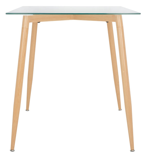 Safavieh Averill Glass Dining Table - Modern Minimalist Design With Clear Top & Natural Wood Legs For Versatile Elegance DTB5806A