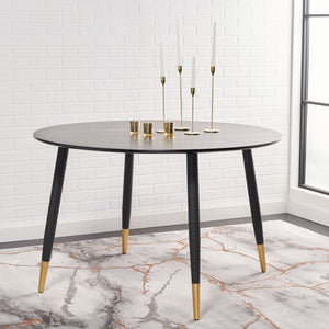 Safavieh Kamala Round Dining Table - Jet Black Elegance With Gold-Capped Legs For Modern Dining Spaces DTB5807A