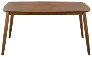 Safavieh Pelant Solid Rubberwood Dining Table Seats Four with Sharp Mid-Century Modern Lines Walnut DTB5900A
