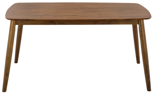 Safavieh Pelant Solid Rubberwood Dining Table Seats Four with Sharp Mid-Century Modern Lines Walnut DTB5900A