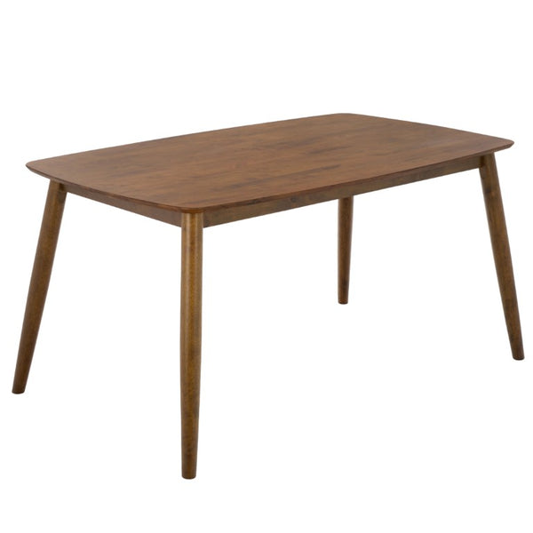 Safavieh Pelant Solid Rubberwood Dining Table Seats Four with Sharp Mid-Century Modern Lines Walnut DTB5900A