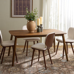 Safavieh Pelant Solid Rubberwood Dining Table Seats Four with Sharp Mid-Century Modern Lines Walnut DTB5900A