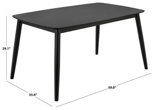 Safavieh Pelant Solid Rubberwood Dining Table Seats Four with Sharp Mid-Century Modern Lines Black DTB5900B