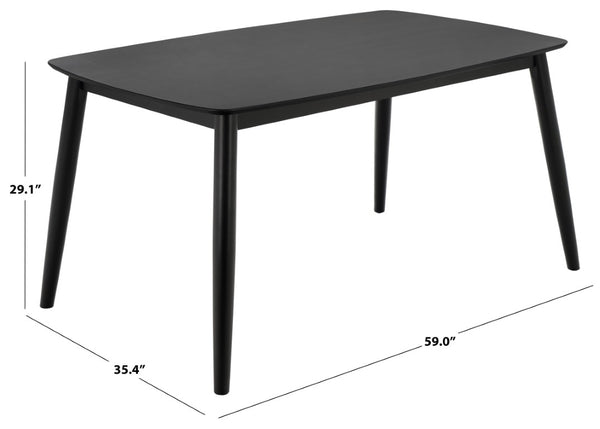 Safavieh Pelant Solid Rubberwood Dining Table Seats Four with Sharp Mid-Century Modern Lines Black DTB5900B