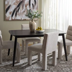 Safavieh Pelant Solid Rubberwood Dining Table Seats Four with Sharp Mid-Century Modern Lines Black DTB5900B