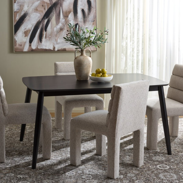 Safavieh Pelant Solid Rubberwood Dining Table Seats Four with Sharp Mid-Century Modern Lines Black DTB5900B