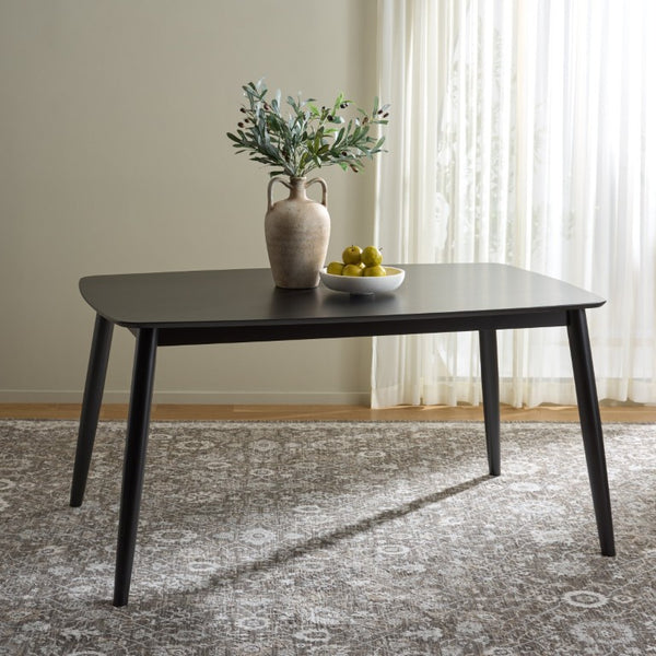 Safavieh Pelant Solid Rubberwood Dining Table Seats Four with Sharp Mid-Century Modern Lines Black DTB5900B