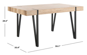 Safavieh Alyssa Rustic Midcentury Dining Table - Canyon Grey Wood Top With Sturdy Hairpin Legs For Versatile Style Multi/Brown/Black Metal Legs DTB7000A