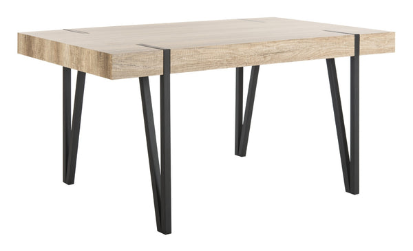 Safavieh Alyssa Rustic Midcentury Dining Table - Canyon Grey Wood Top With Sturdy Hairpin Legs For Versatile Style Multi/Brown/Black Metal Legs DTB7000A