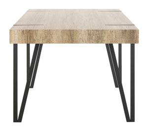 Safavieh Alyssa Rustic Midcentury Dining Table - Canyon Grey Wood Top With Sturdy Hairpin Legs For Versatile Style Multi/Brown/Black Metal Legs DTB7000A
