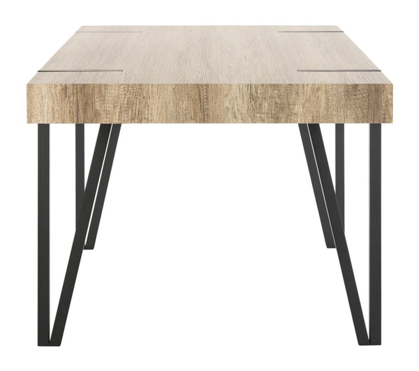 Safavieh Alyssa Rustic Midcentury Dining Table - Canyon Grey Wood Top With Sturdy Hairpin Legs For Versatile Style Multi/Brown/Black Metal Legs DTB7000A