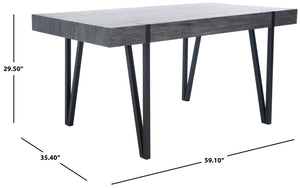 Safavieh Alyssa Rustic Midcentury Dining Table - Canyon Grey Wood Top With Sturdy Hairpin Legs For Versatile Style Black Oak / Black Legs DTB7000B