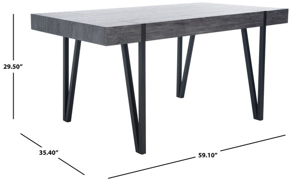 Safavieh Alyssa Rustic Midcentury Dining Table - Canyon Grey Wood Top With Sturdy Hairpin Legs For Versatile Style Black Oak / Black Legs DTB7000B