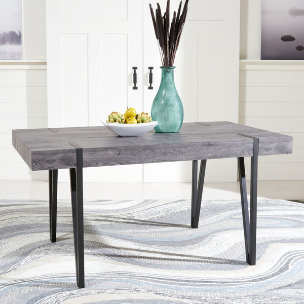 Safavieh Alyssa Rustic Midcentury Dining Table - Canyon Grey Wood Top With Sturdy Hairpin Legs For Versatile Style Black Oak / Black Legs DTB7000B