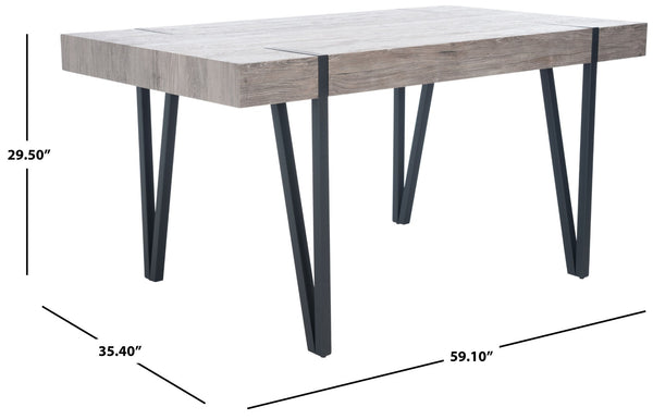 Safavieh Alyssa Rustic Midcentury Dining Table - Canyon Grey Wood Top With Sturdy Hairpin Legs For Versatile Style Grey Oak / Black Legs DTB7000C