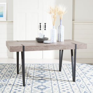 Safavieh Alyssa Rustic Midcentury Dining Table - Canyon Grey Wood Top With Sturdy Hairpin Legs For Versatile Style Grey Oak / Black Legs DTB7000C