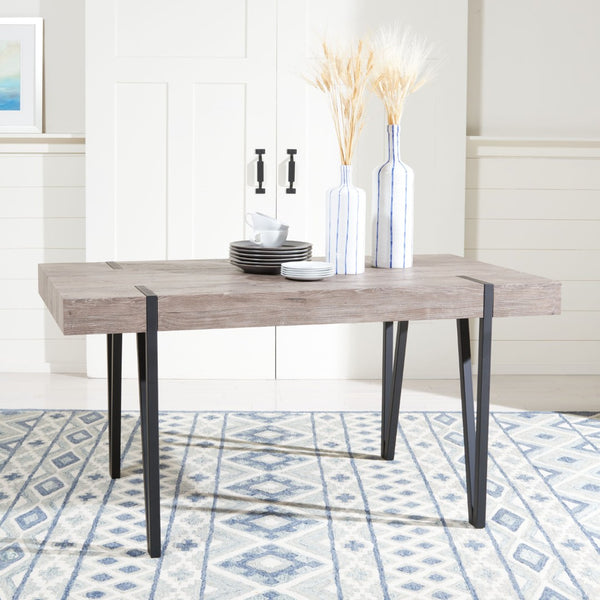 Safavieh Alyssa Rustic Midcentury Dining Table - Canyon Grey Wood Top With Sturdy Hairpin Legs For Versatile Style Grey Oak / Black Legs DTB7000C