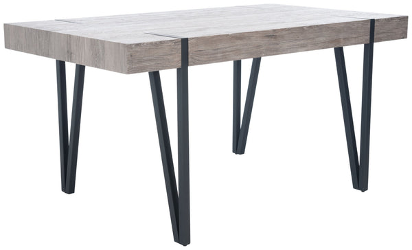 Safavieh Alyssa Rustic Midcentury Dining Table - Canyon Grey Wood Top With Sturdy Hairpin Legs For Versatile Style Grey Oak / Black Legs DTB7000C