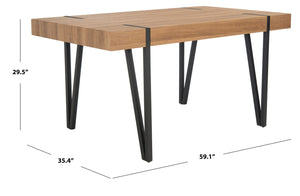 Safavieh Alyssa Rustic Midcentury Dining Table - Canyon Grey Wood Top With Sturdy Hairpin Legs For Versatile Style Natural Brown / Black Legs DTB7000D