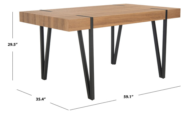 Safavieh Alyssa Rustic Midcentury Dining Table - Canyon Grey Wood Top With Sturdy Hairpin Legs For Versatile Style Natural Brown / Black Legs DTB7000D