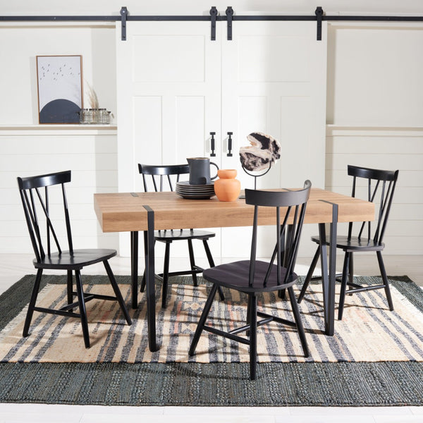Safavieh Alyssa Rustic Midcentury Dining Table - Canyon Grey Wood Top With Sturdy Hairpin Legs For Versatile Style Natural Brown / Black Legs DTB7000D