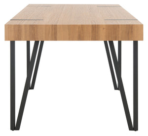 Safavieh Alyssa Rustic Midcentury Dining Table - Canyon Grey Wood Top With Sturdy Hairpin Legs For Versatile Style Natural Brown / Black Legs DTB7000D