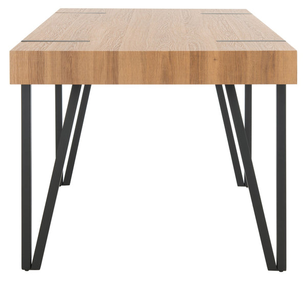 Safavieh Alyssa Rustic Midcentury Dining Table - Canyon Grey Wood Top With Sturdy Hairpin Legs For Versatile Style Natural Brown / Black Legs DTB7000D