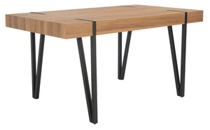 Safavieh Alyssa Rustic Midcentury Dining Table - Canyon Grey Wood Top With Sturdy Hairpin Legs For Versatile Style Natural Brown / Black Legs DTB7000D