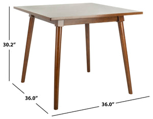 Safavieh Simone Square Dining Table - Mid-Century Modern Design For Cozy Gatherings And Stylish Spaces Walnut DTB9200A