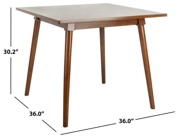 Safavieh Simone Square Dining Table - Mid-Century Modern Design For Cozy Gatherings And Stylish Spaces Walnut DTB9200A