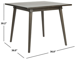 Safavieh Simone Square Dining Table - Mid-Century Modern Design For Cozy Gatherings And Stylish Spaces Grey Walnut DTB9200B