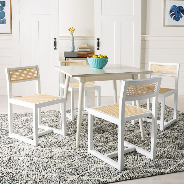 Safavieh Bernice Cane Dining Chair - Elegant Minimalist Design With Ergonomic Comfort For Modern Spaces White/Natural DCH9502A