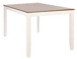 Safavieh Silio Rectangle Dining Table - Elegant White & Natural Finish, Durable Rubberwood & Mdf Design White ,Natural Rubberwood,Mdf,Veneer Dtb9213a