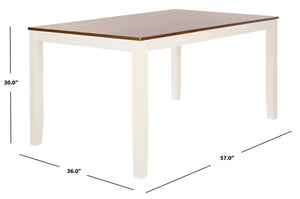 Safavieh Silio Rectangle Dining Table - Elegant White & Natural Finish, Durable Rubberwood & Mdf Design White ,Natural Rubberwood,Mdf,Veneer Dtb9213a