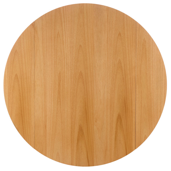 Roma Round Drop-Leaf Scallop Dining Table With Warm Wood Grain, Space-Saving Expandable Design