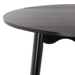Roma Round Drop-Leaf Scallop Dining Table With Warm Wood Grain, Space-Saving Expandable Design