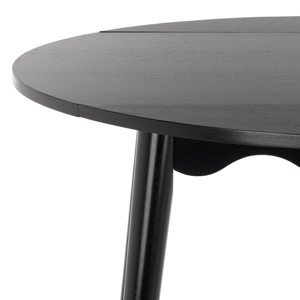 Roma Round Drop-Leaf Scallop Dining Table With Warm Wood Grain, Space-Saving Expandable Design