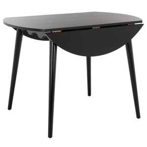Roma Round Drop-Leaf Scallop Dining Table With Warm Wood Grain, Space-Saving Expandable Design