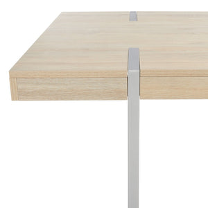 Safavieh Cael Dining Table - Modern Architectural Design With Durable Melamine Top And Stylish Metallic Base Sand / Silver DTB9300A
