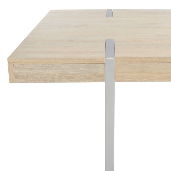 Safavieh Cael Dining Table - Modern Architectural Design With Durable Melamine Top And Stylish Metallic Base Sand / Silver DTB9300A