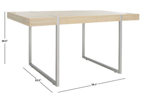 Safavieh Cael Dining Table - Modern Architectural Design With Durable Melamine Top And Stylish Metallic Base Sand / Silver DTB9300A