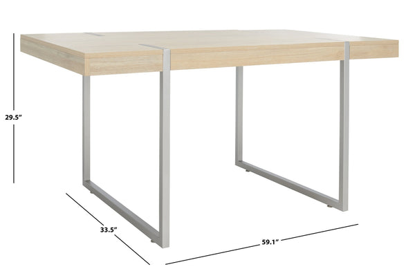 Safavieh Cael Dining Table - Modern Architectural Design With Durable Melamine Top And Stylish Metallic Base Sand / Silver DTB9300A