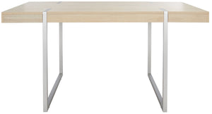 Safavieh Cael Dining Table - Modern Architectural Design With Durable Melamine Top And Stylish Metallic Base Sand / Silver DTB9300A