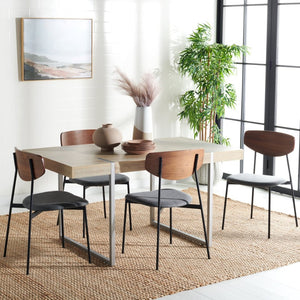 Safavieh Cael Dining Table - Modern Architectural Design With Durable Melamine Top And Stylish Metallic Base Sand / Silver DTB9300A