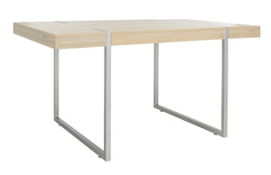 Safavieh Cael Dining Table - Modern Architectural Design With Durable Melamine Top And Stylish Metallic Base Sand / Silver DTB9300A