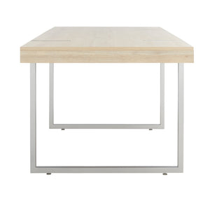 Safavieh Cael Dining Table - Modern Architectural Design With Durable Melamine Top And Stylish Metallic Base Sand / Silver DTB9300A