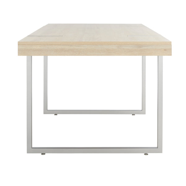 Safavieh Cael Dining Table - Modern Architectural Design With Durable Melamine Top And Stylish Metallic Base Sand / Silver DTB9300A